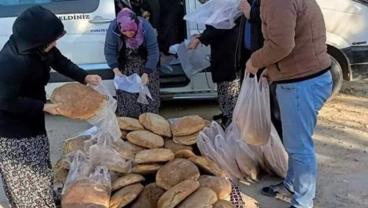 Harmancık halkından depremzedeler için köy ekmeği